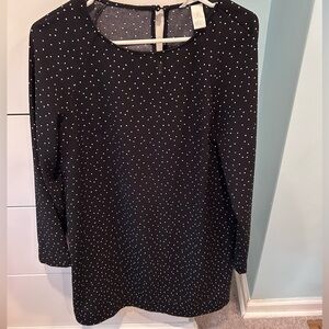 H&M black polka dot swing dress bell sleeve size S